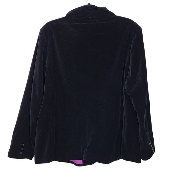 Denim&Co Black Velvet Three Button 100% Cotton Blazer Minimalist Preppy Size XL - Picture 6 of 7